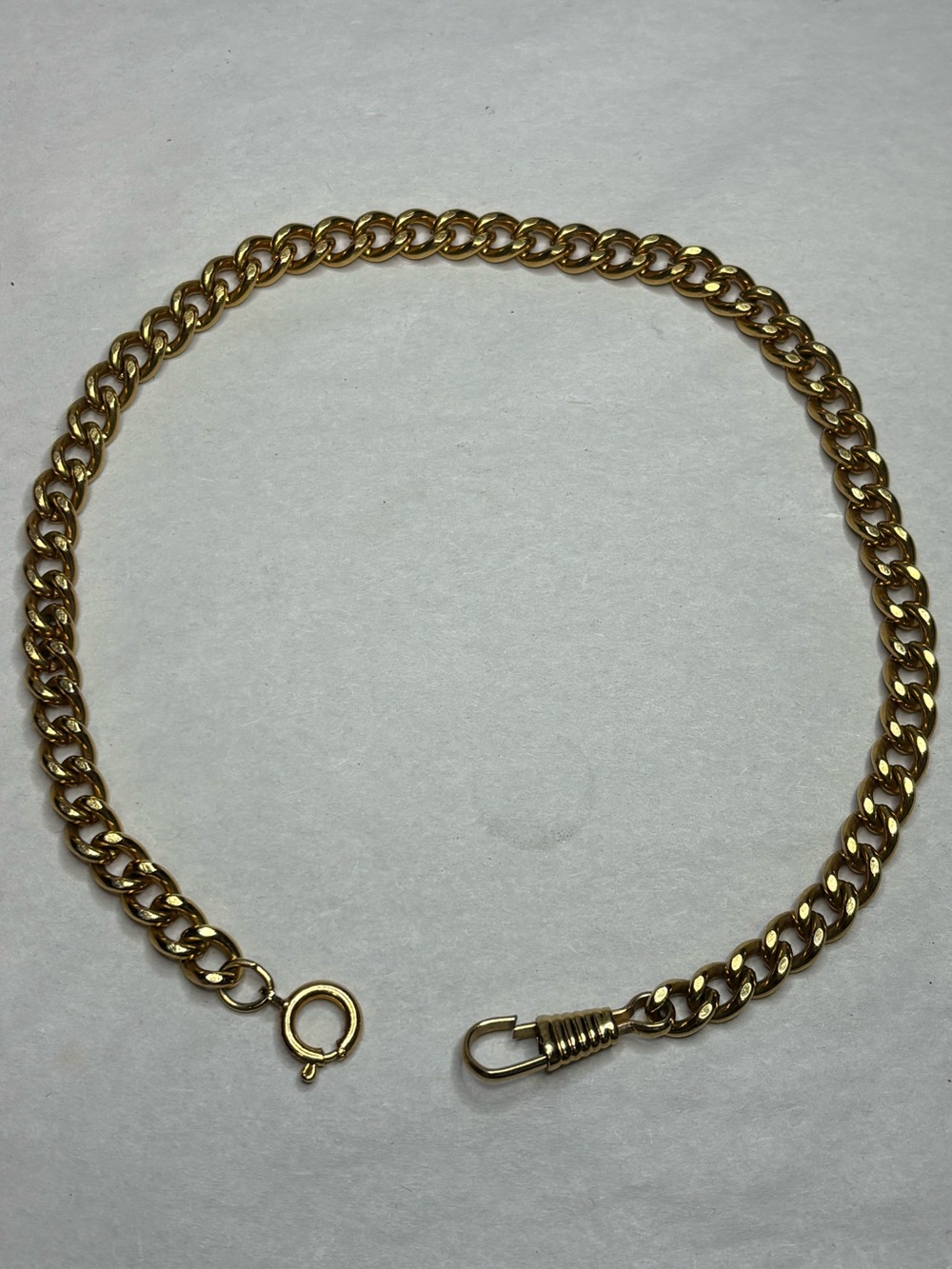 Vintage 13in Gold Tone Pocket Watch Chain with Spring Ring & Dog Clip #6060